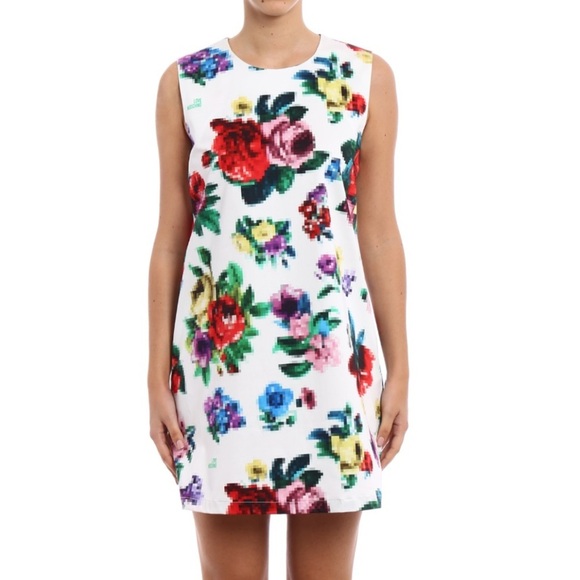 Love Moschino Floral Pixel Dress White Sleeveless Mini Stretch Cotton Size 8 - Picture 5 of 16